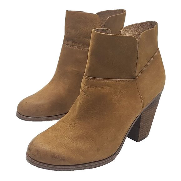 Vince Camuto Ankle Boots Brown Suede Women's 10 High 3.5" Wooden Heel Bootie - Picture 1 of 16